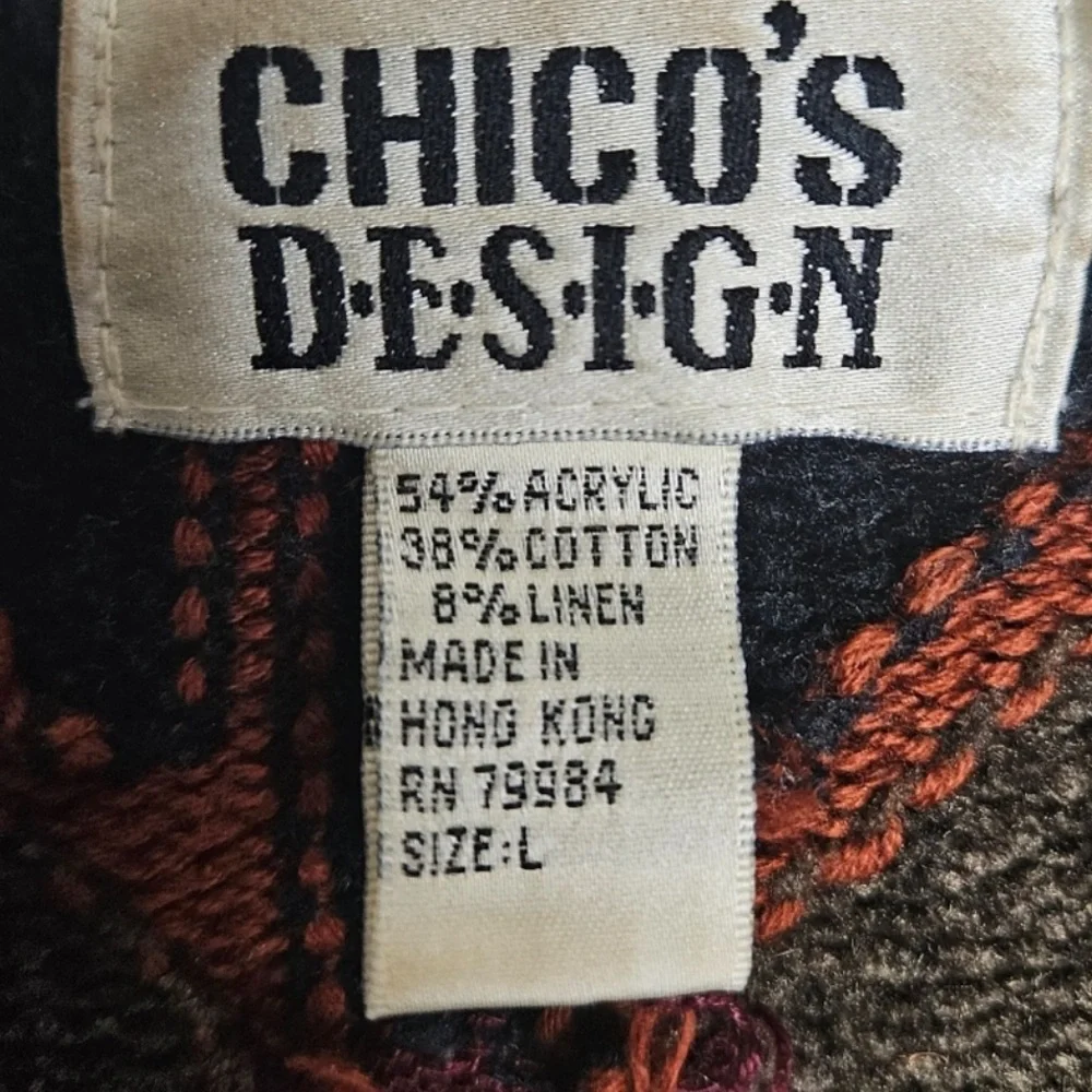 Chico’s Design Women Aztec Long buttoned down Sweater - Picture 11 of 11